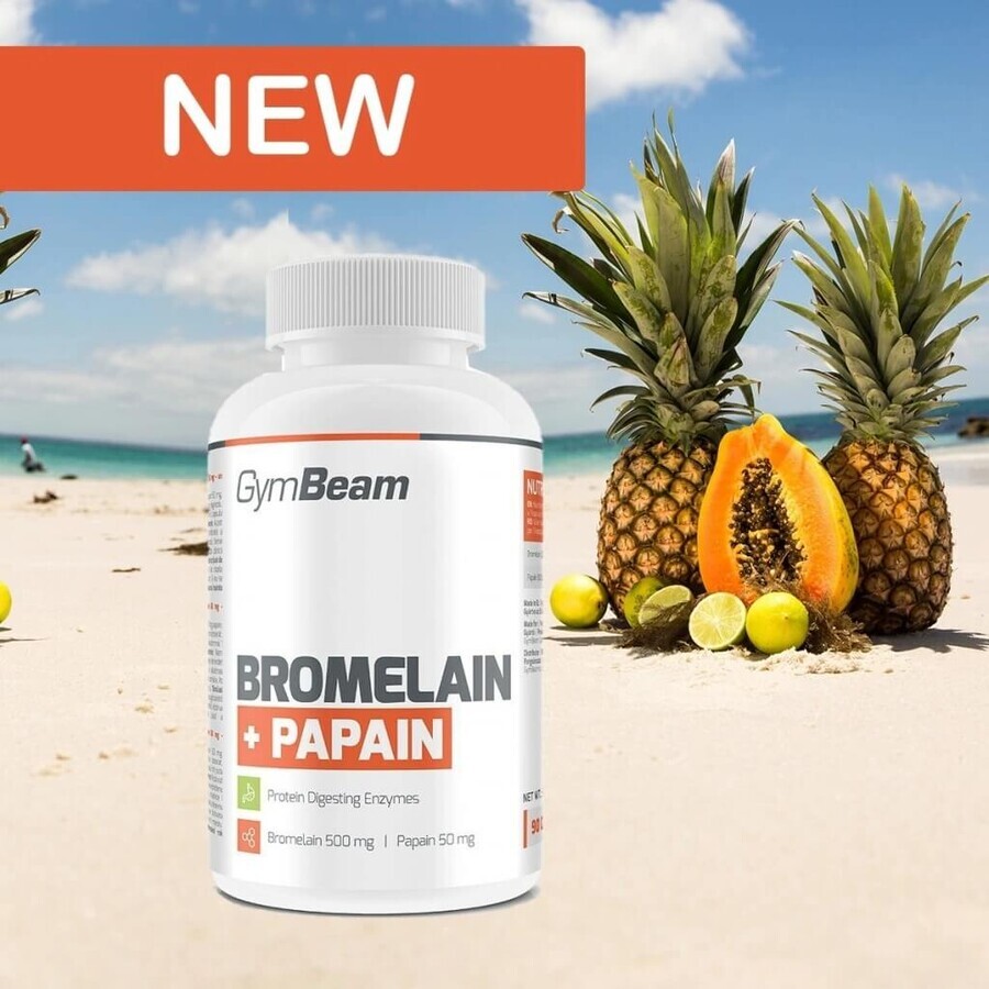 GYMBEAM Bromelina Papaina 1×90 cps, integratore alimentare