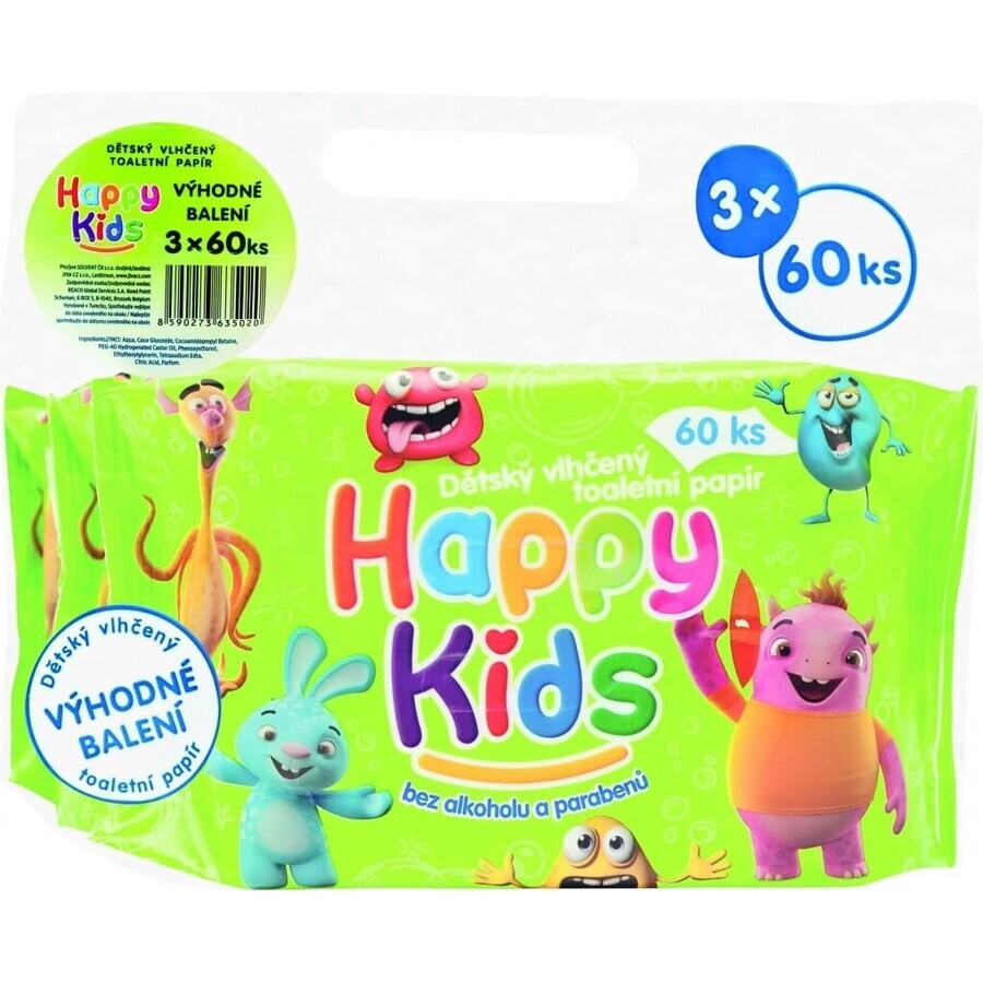 Happy Kids Kids Kids Vlhcene Tp 3x60pz 3×60 pz carta igienica