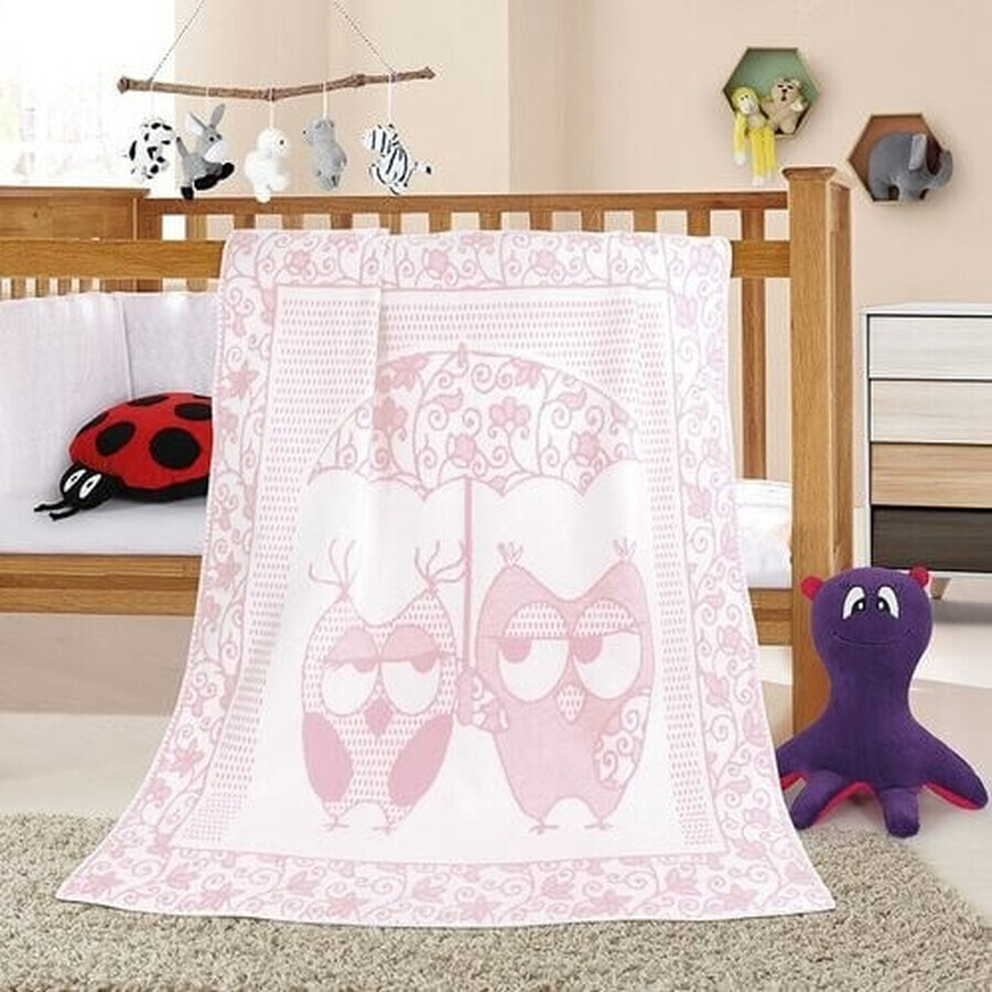 Children's blanket NELA 1023/010 100x140cm pink owl 1×1 pc, baby blanket