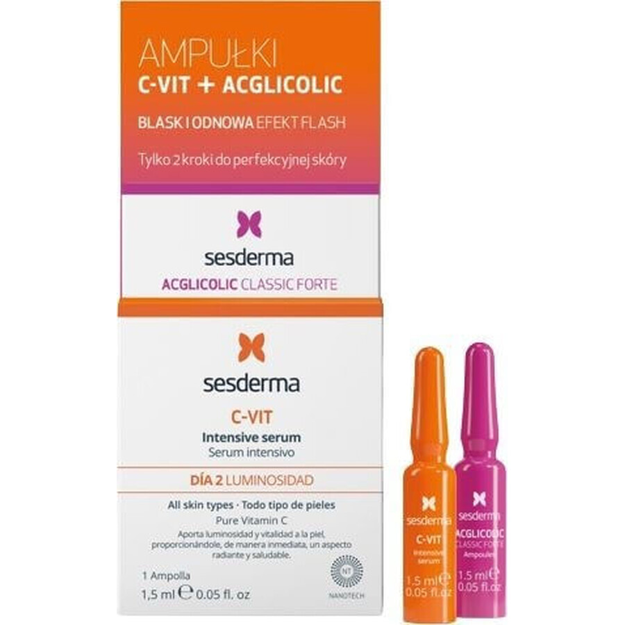 sesderma FLASH FLASH EFEKT ACGLICOLIC + C-VIT serum 1×2x1.5 ml, sérum à haute teneur en acide glycolique