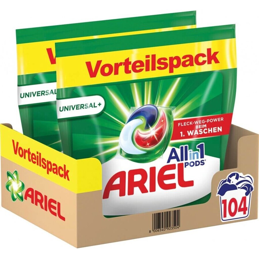 Ariel Gel compresse 104 pz Universal+ 1×104 pz, capsule in gel