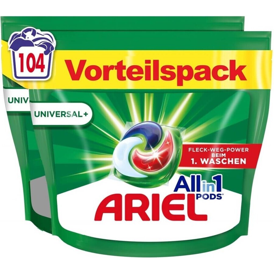 Ariel Gel compresse 104 pz Universal+ 1×104 pz, capsule in gel