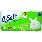 Q SOFT Bianco 3 veli carta igienica bianca 1×8 pezzi, 160 pezzi