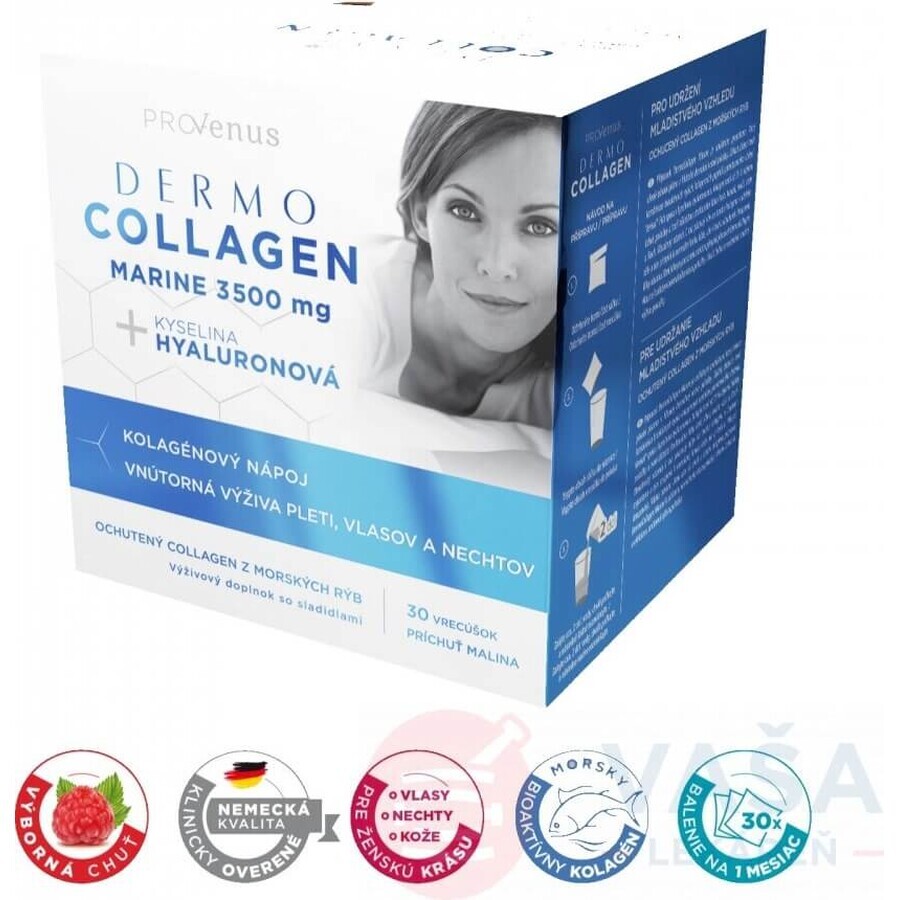 DermoCollagen Marine 3500 mg ProVenus 1×30 buc, aromă de zmeură