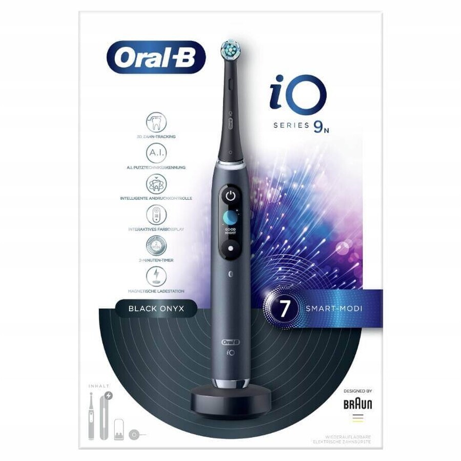 Oral B EK iO Series 9 Nero onice + portaspazzolino + custodia da viaggio 1×1 set, spazzolino elettronico