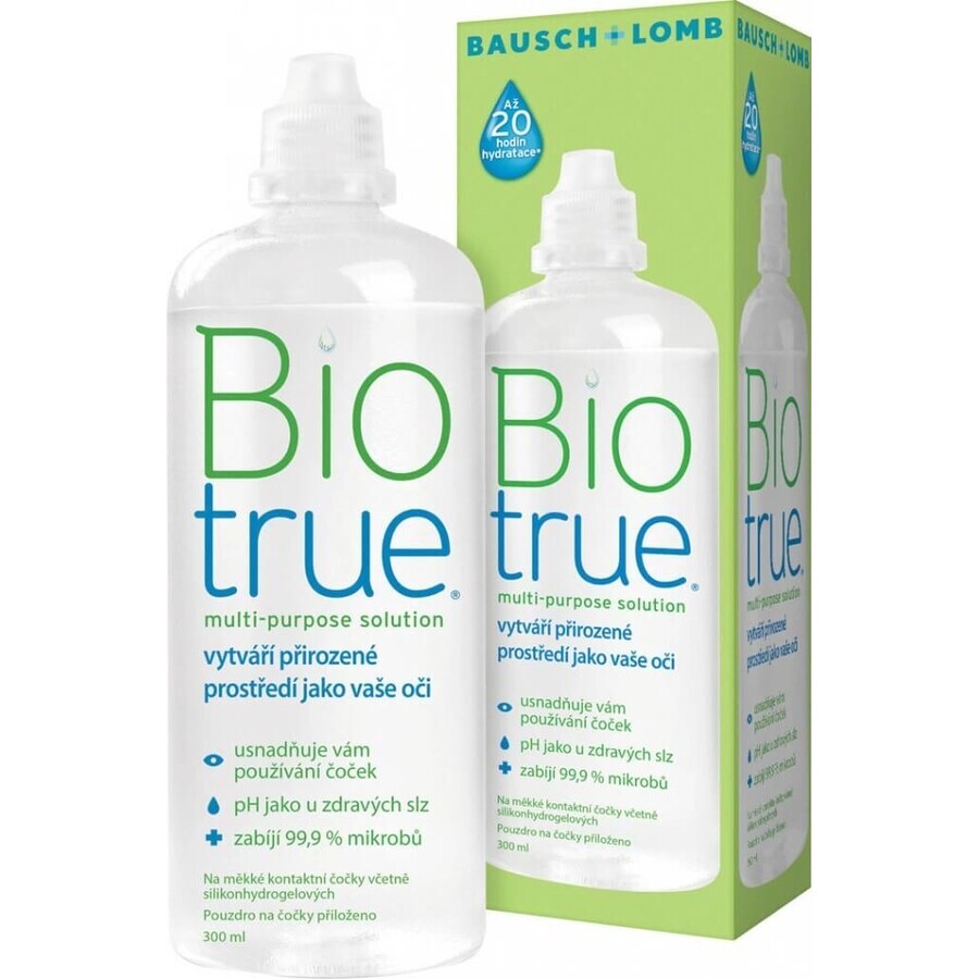 Soluzione multifunzionale Biotrue 1×300 ml, soluzione per lenti