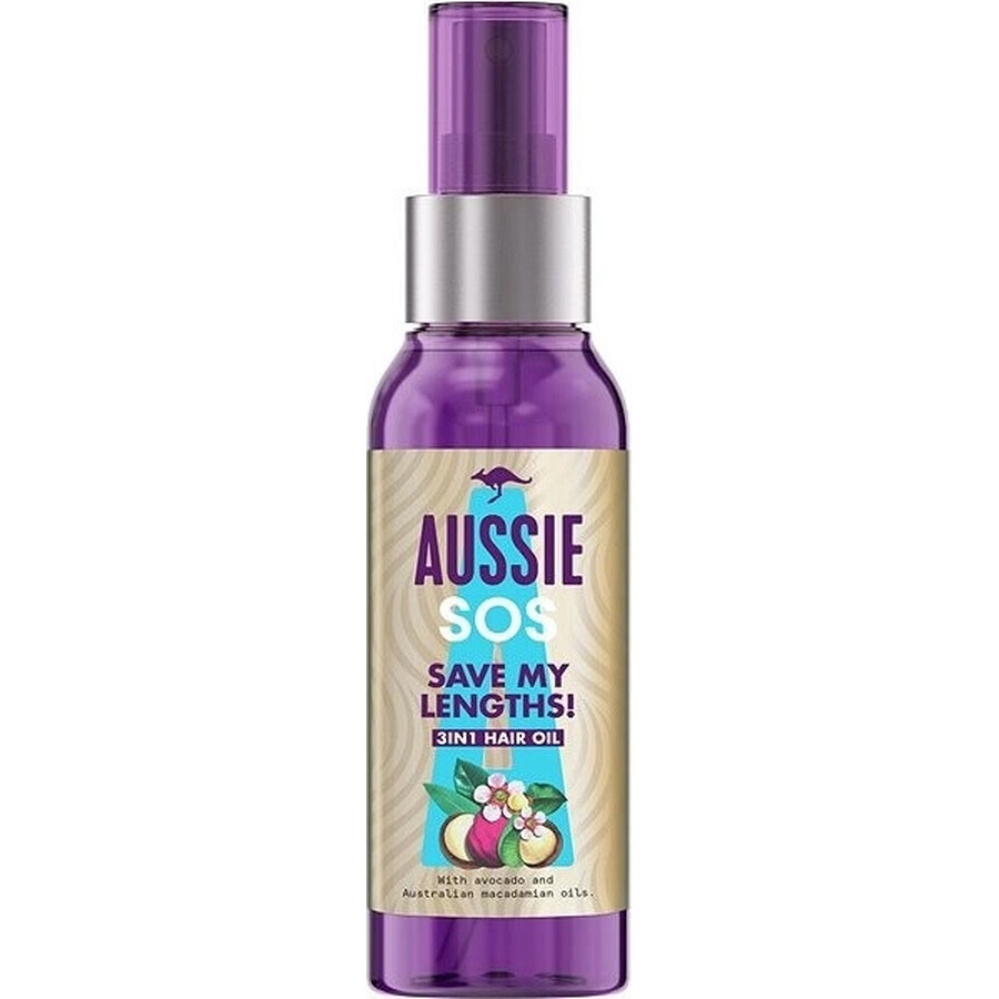 Aussie SOS Save My Lengths! Olio per capelli 3 in 1 1×100ml, olio per capelli 3 in 1