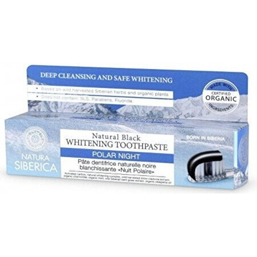 Natura Siberica dentifricio sbiancante nero "Polar Night" 1×100 g, dentifricio