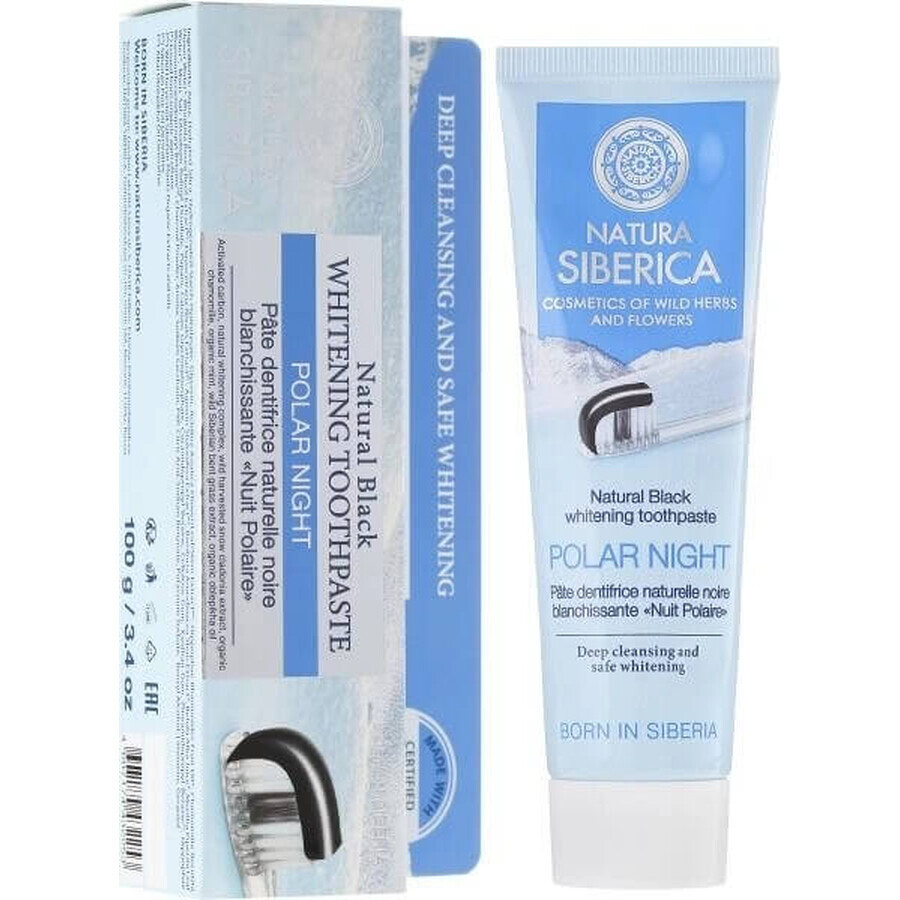 Natura Siberica dentifricio sbiancante nero "Polar Night" 1×100 g, dentifricio