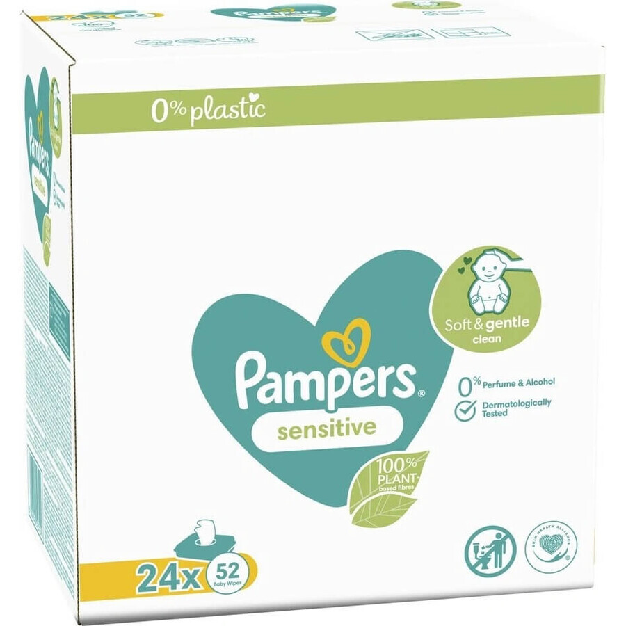 Pampers Sensitive Box Doekjes Plastic Vrij 24x52st 24×52st