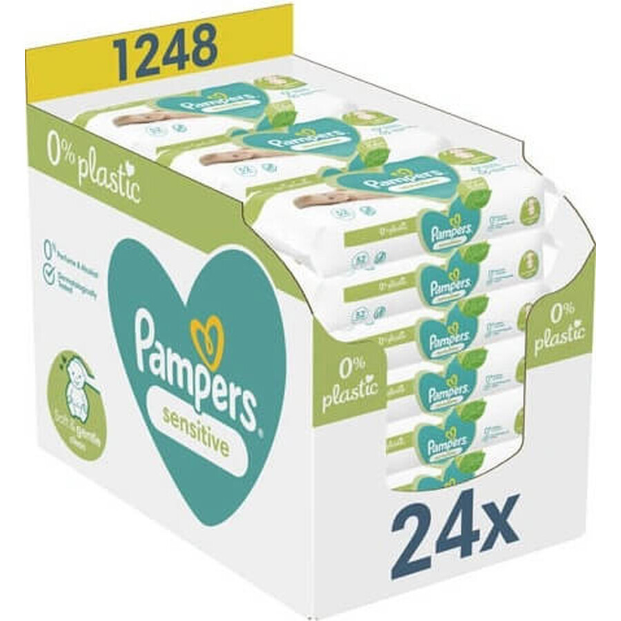 Pampers Sensitive Box Doekjes Plastic Vrij 24x52st 24×52st