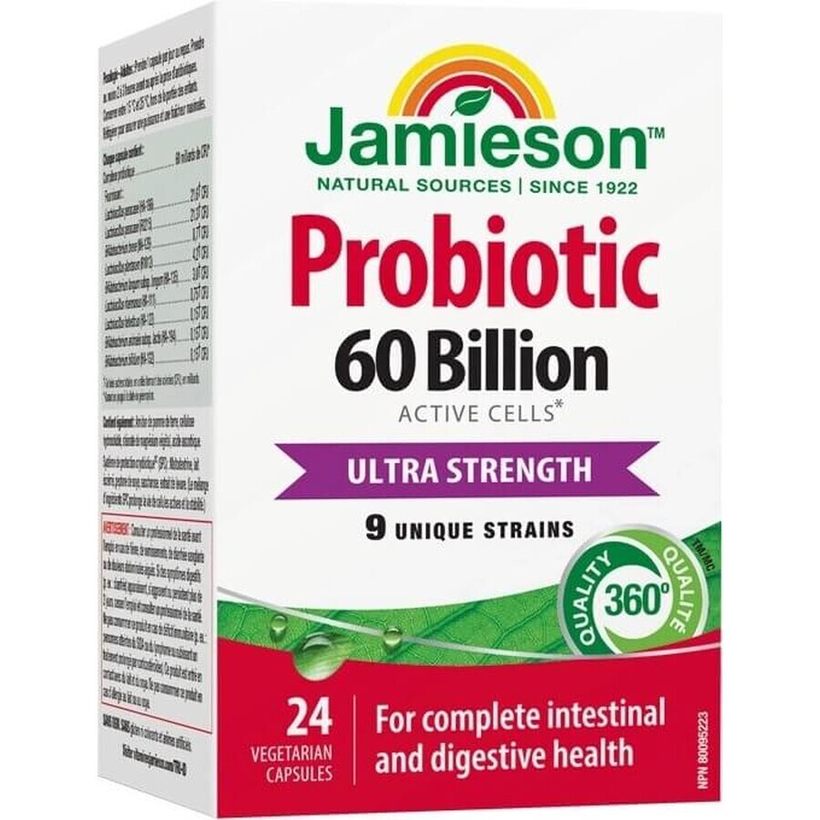 JAMIESON PROBIOTIC 60 BILLION ULTRA STRENGTH 1×24 cps, mezcla de cultivos bacterianos