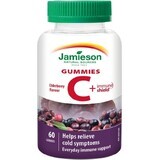 JAMIESON VITAMIN C + IMMUNE SHIELD GUMMIES 1×60 pcs, elderberry-flavored lozenges