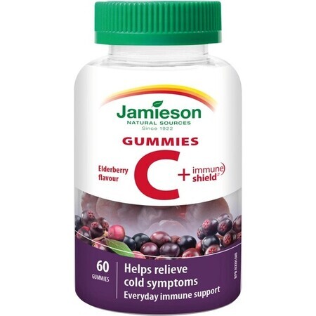 JAMIESON VITAMIN C + IMUNE SHIELD GUMMIES 1×60 pcs, pastillas para chupar con sabor a flor de saúco