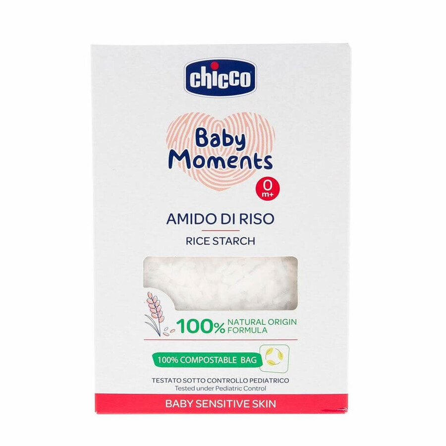 Baby Moments Sensitive dermatológico almidón de arroz para el baño, 250 gramos, +0 meses, Chicco