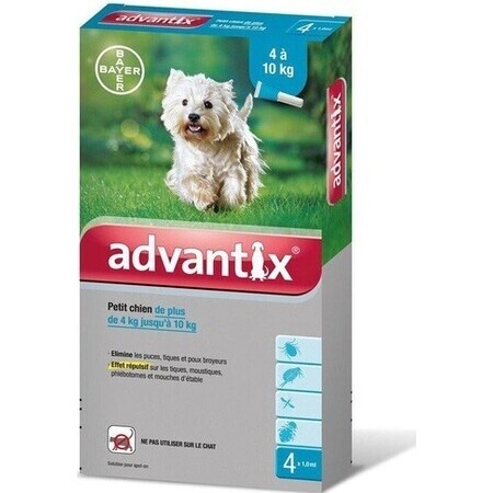 Advantix Spot-on pentru câini de la 4 la 10 kg (4 pipete) 4x1 ml