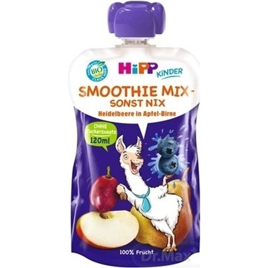 HiPP BIO Smoothie MIX Apple Pear Blueberries 1×120 ml, fructe și legume, 12m+