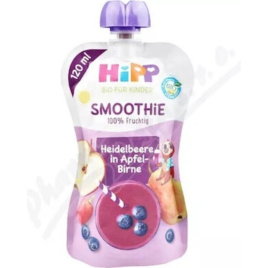 HiPP BIO Smoothie MIX Apple Pear Blueberries 1×120 ml, fructe și legume, 12m+