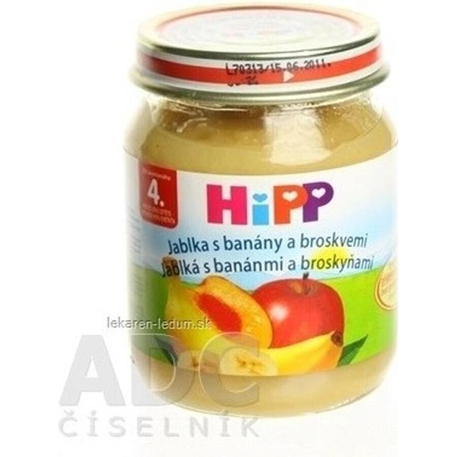 HiPP 100% Fructe Mere, banane și piersici 1×125 g, gustare cu fructe pentru copii