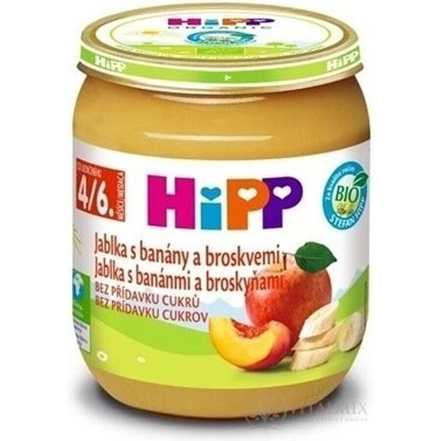 HiPP 100% Fructe Mere, banane și piersici 1×125 g, gustare cu fructe pentru copii