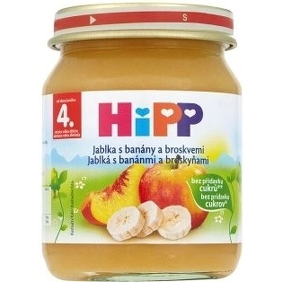 HiPP 100% Fructe Mere, banane și piersici 1×125 g, gustare cu fructe pentru copii