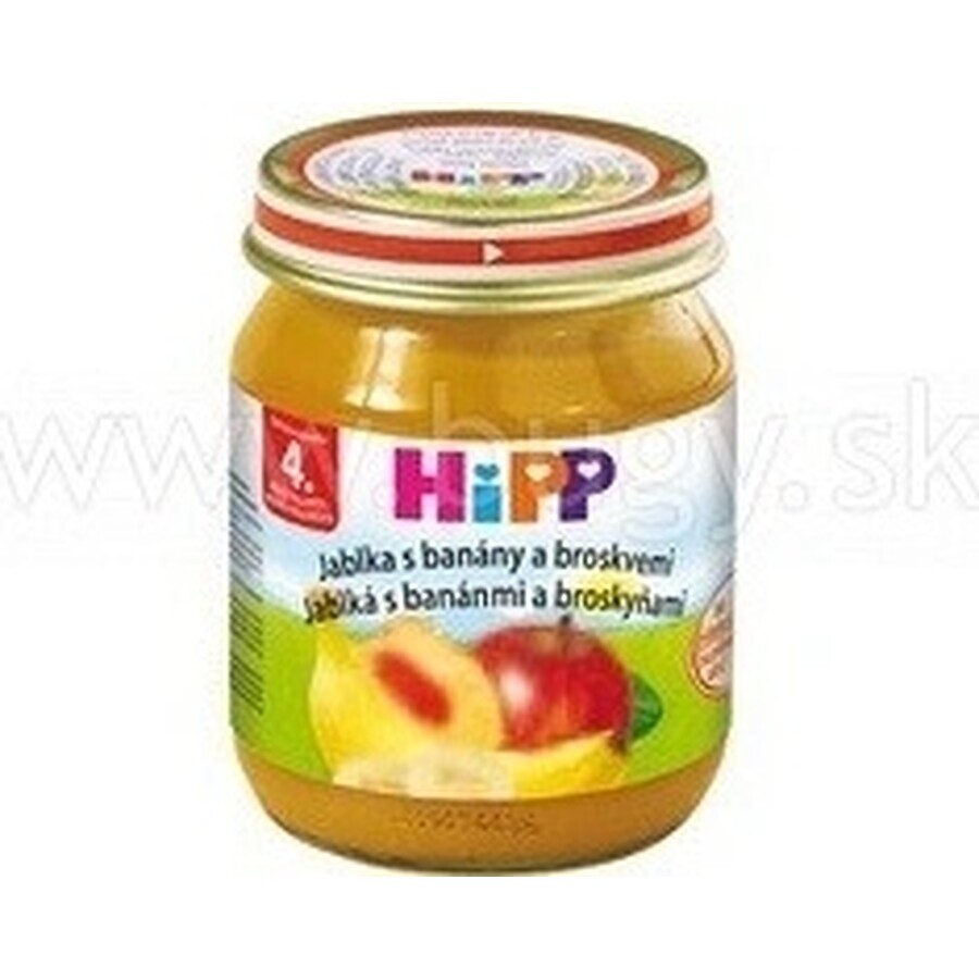 HiPP 100% Fructe Mere, banane și piersici 1×125 g, gustare cu fructe pentru copii