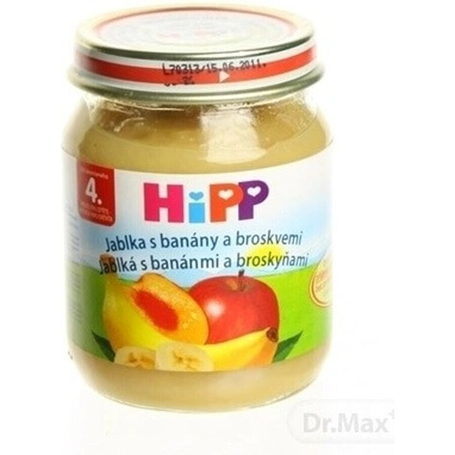 HiPP 100% Fructe Mere, banane și piersici 1×125 g, gustare cu fructe pentru copii