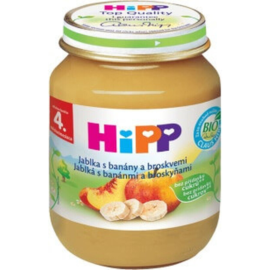 HiPP 100% Fructe Mere, banane și piersici 1×125 g, gustare cu fructe pentru copii