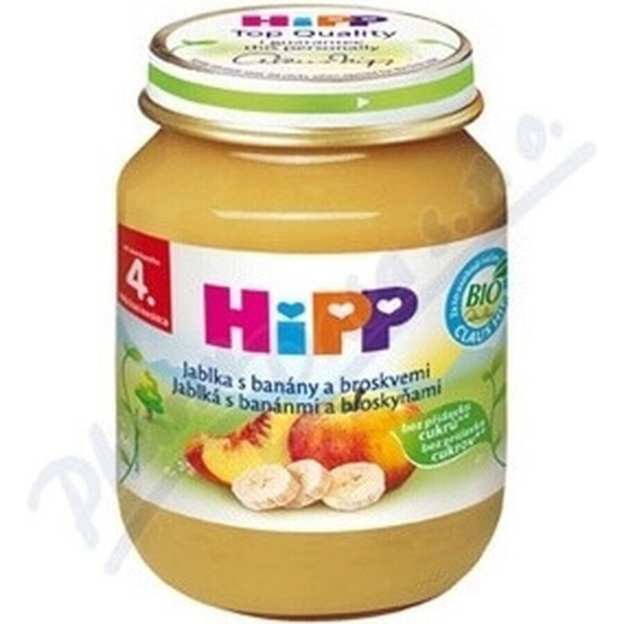 HiPP 100% Fructe Mere, banane și piersici 1×125 g, gustare cu fructe pentru copii