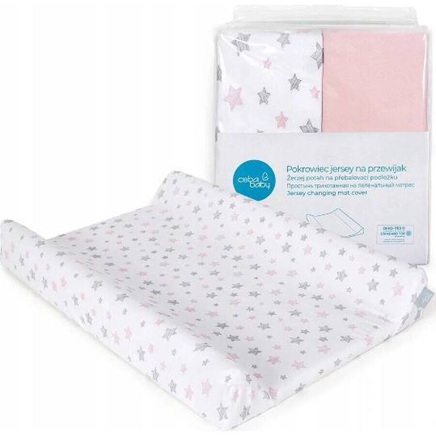 CEBA Coprimaterasso Change Rosa Candy+Stelle Rosa 1×2 pezzi, dimensioni 50x70-80 cm