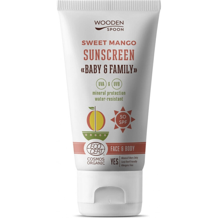 Wooden Spoon Sunscreen Body Lotion Mango Baby & Family SPF 50 1×100 ml