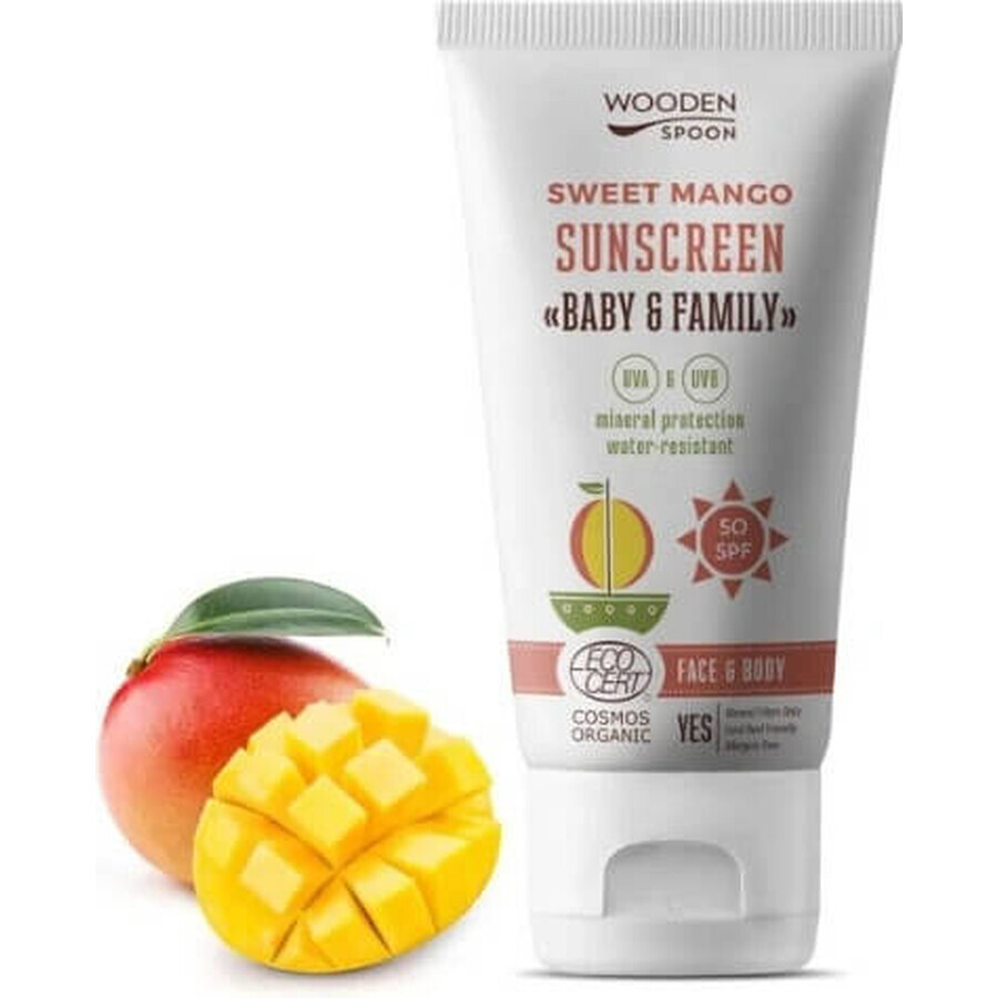 Wooden Spoon Sunscreen Body Lotion Mango Baby & Family SPF 50 1×100 ml