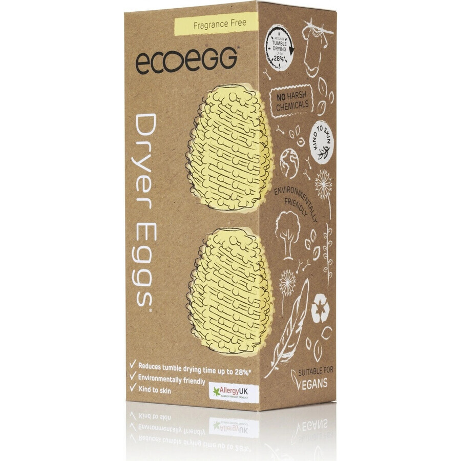 Ecoegg Œufs de sèche-linge sans parfum 1×2 pcs, œufs de sèche-linge