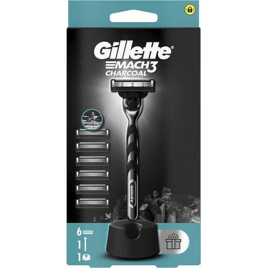 Razor Gillette Mach3 Charcoal + heads 6pcs 1×1, razor