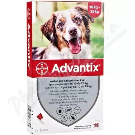 Advantix Spot-on for dogs from 10 to 25 kg 1×2,5 ml, pipette