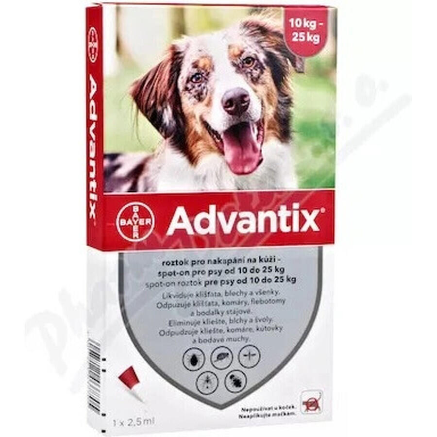 Advantix Spot-on for dogs from 10 to 25 kg 1×2,5 ml, pipette