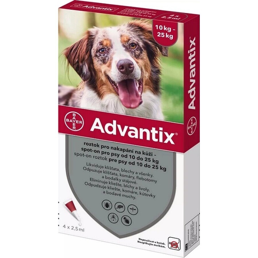 Advantix Spot-on for dogs from 10 to 25 kg 1×2,5 ml, pipette