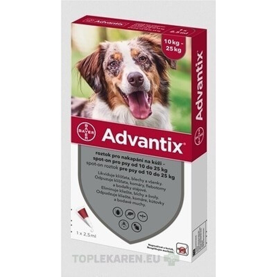 Advantix Spot-on for dogs from 10 to 25 kg 1×2,5 ml, pipette