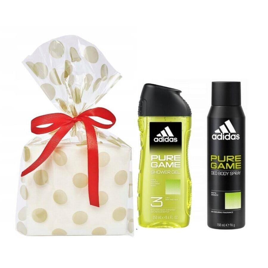 ADIDAS PURE GAME DEO S 150ML+SPR DEO S 150ML+SPR GEL 250ML 1SET 1×1 Stück, Satz