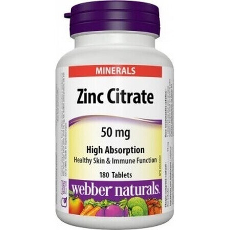 WEBBER NATURALS Zinco 50 mg Citrato 1×180 tbl, integratore alimentare