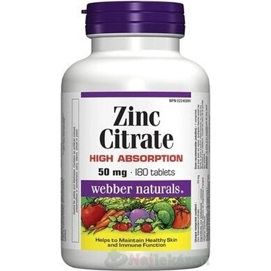 WEBBER NATURALS Zinco 50 mg Citrato 1×180 tbl, integratore alimentare