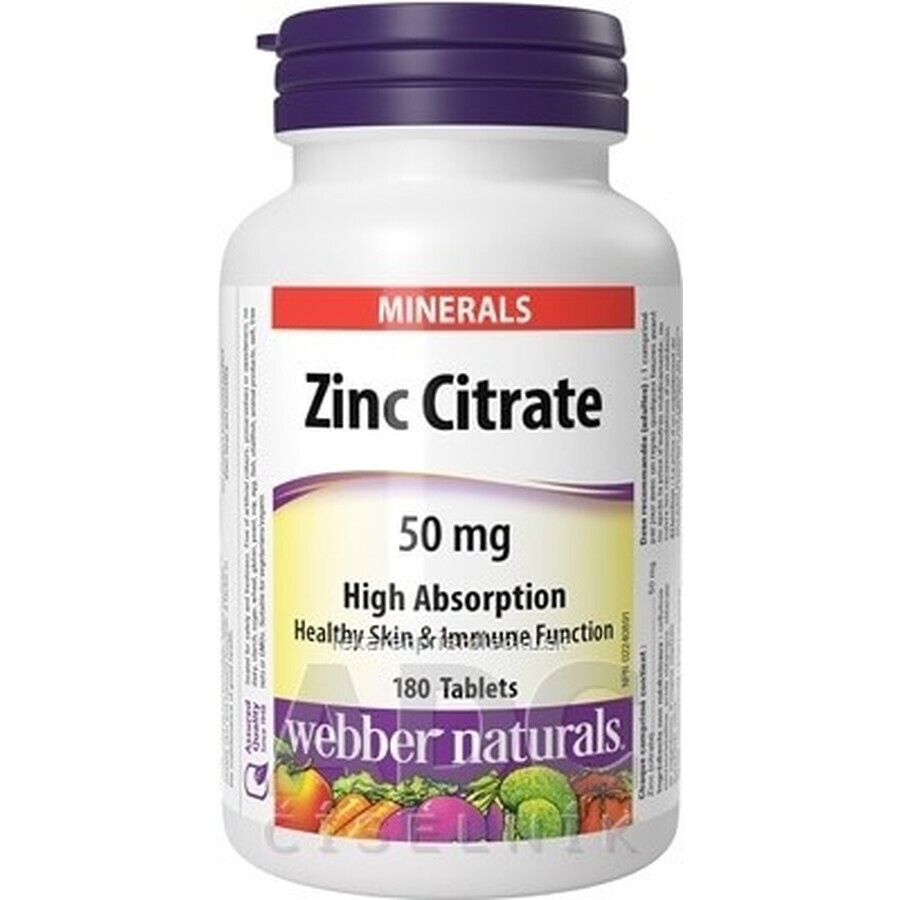 WEBBER NATURALS Zinco 50 mg Citrato 1×180 tbl, integratore alimentare