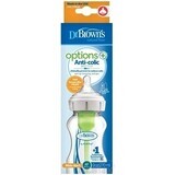 Dr.BROWN'S BABY BOTTLE OPTIONS+ 270 ml 1×1 pz, con collo largo, 0M+, anticolica, vetro, bianco