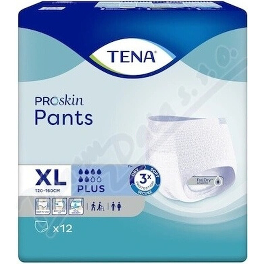 TENA PANTS PLUS EXTRA LARGE 1×12 buc, chiloți absorbanți extensibili, absorbție 1440 ml, circumferința șoldului 120-160 cm