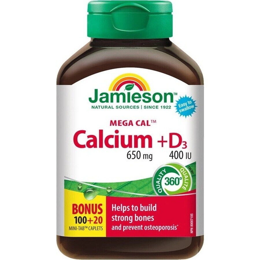 JAMIESON MEGA CAL CALCIO + VITAMINA D3 1×120 tbl