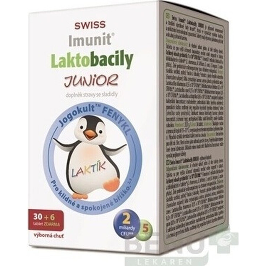 SWISS Lactobacilli JUNIOR Immunit + vitamina D3 30+6 tbl. 1×36 tbl, vitamine