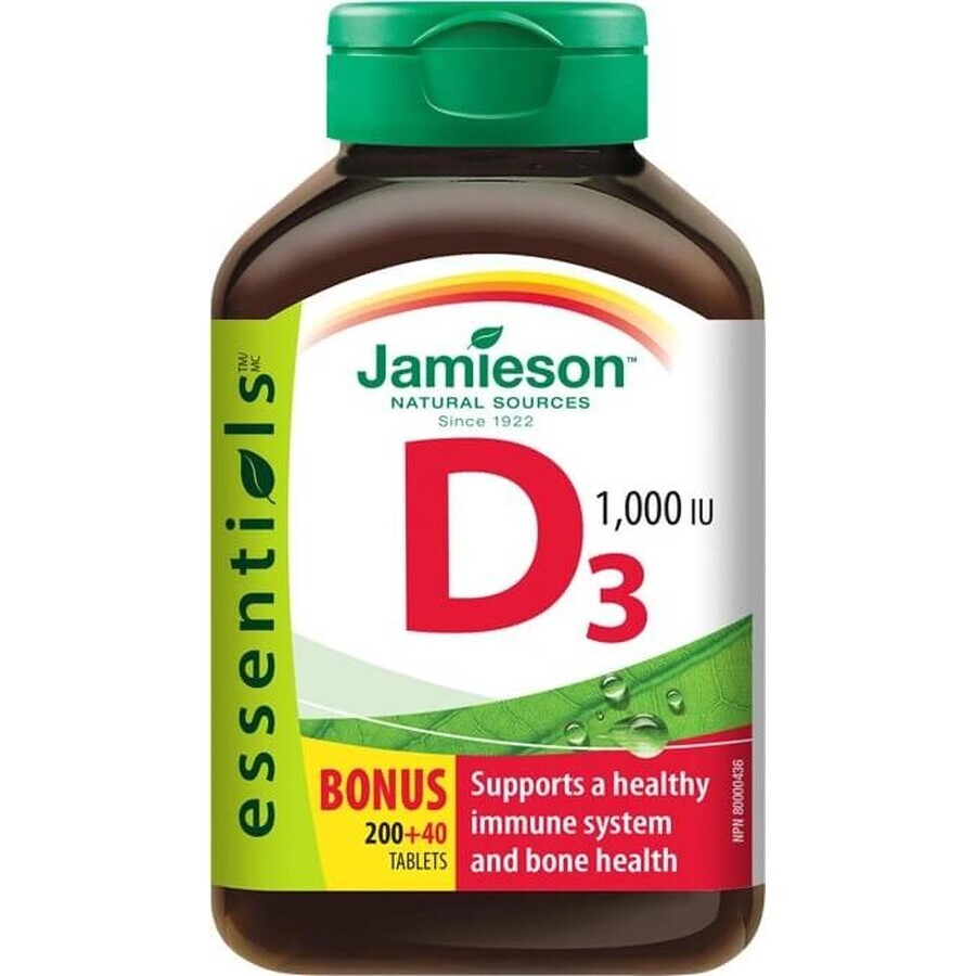 JAMIESON VITAMINA D3 1000 UI 1×240 tbl, vitamina D3