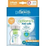 Biberon Dr.BROWN´S OPTIONS+ 150 ml duopack 1×2 pz, biberon anticolica 0m+