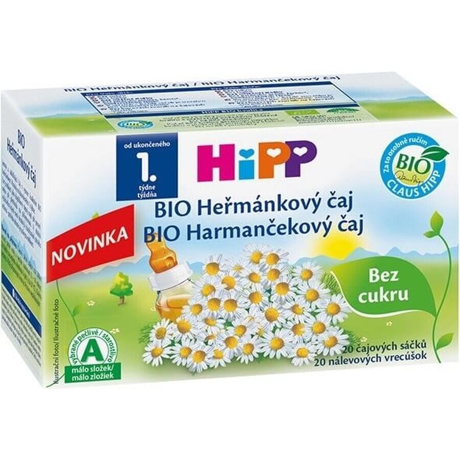 HiPP BIO Ceai de mușețel 20×1,5 g, ceai de mușețel