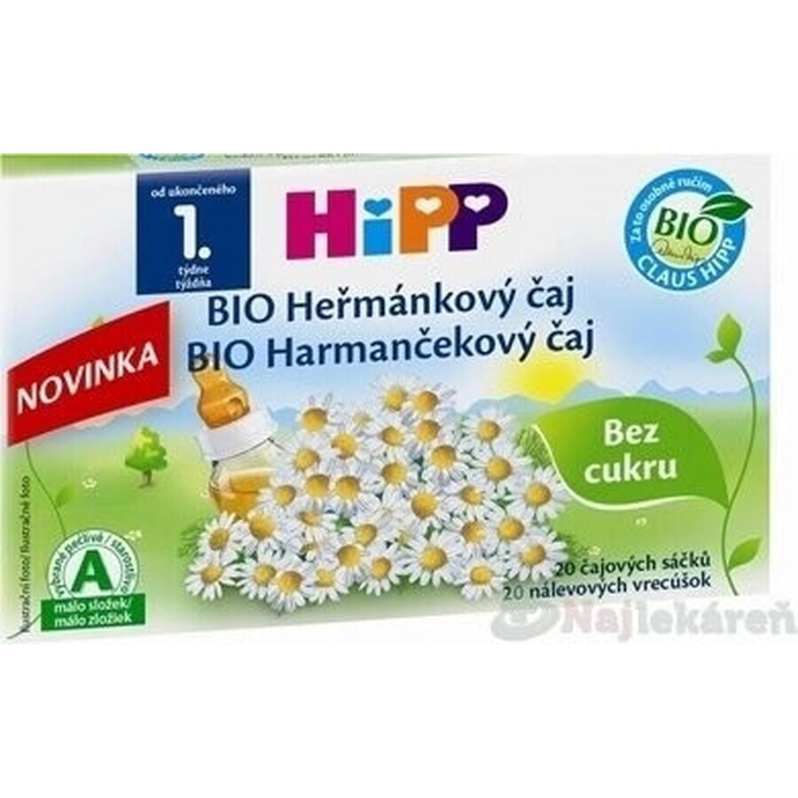 HiPP BIO Ceai de mușețel 20×1,5 g, ceai de mușețel